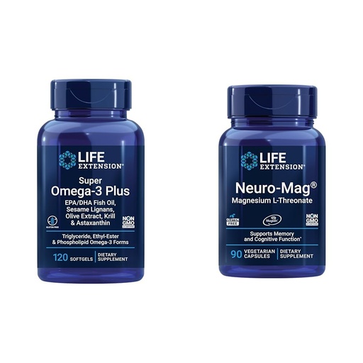 [BRSROAINOAPGGE3V] Life Extension Super Omega-3 Plus EPA/DHA Fish Oil, Sesame Lignans & Neuro-mag Magnesium L-threonate