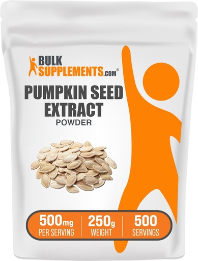 [BRSWKH35BAIROC3K] BulkSupplements.com Pumpkin Seed Extract Powder - Pumpkin Seed Supplement, Herbal Supplement - Vegan & Gluten Free, 500mg per Serving, 250g (8.8 oz) (Pack of 1)