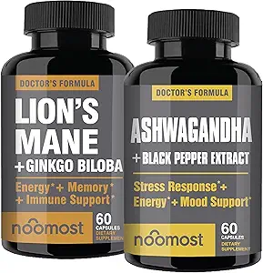 [BRSRABQ5C4JR63LX] NooMost Lions Mane and Ashwagandha with Gingko Biloba and Black Pepper