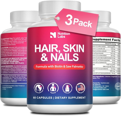 [BRSRMYANCF6GKCDD] Hair Skin and Nails Vitamins for Women by NutritionLabs