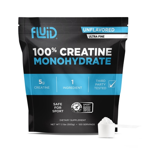 [BRSRAZA5BYGROD3H] Fluid Creatine - Informed Sport Certified | Ultra-Fine Micronized 100% Creatine Monohydrate Powder | Unflavored | 5g Serving | 100 Serving Bulk Pack