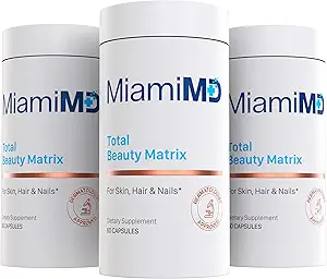 [BRSRAAYLOIIWGYD5] MiamiMD Total Beauty Matrix Collagen Supplements for Women - Collagen Capsules with Vitamin C for Hair, Skin and Nails - Cruelty Free - (60 Capsules) - 3 Pack