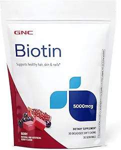 [BRSWYFAKCMCROGYU] GNC Biotin 5000mcg - 30 Soft Chews