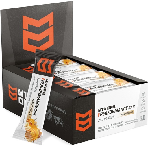 [BRSRAY34CUNBMADB] MTN OPS Protein Bars – High Protein Bar with 20g Whey Isolate & Collagen, Low Sugar, Gluten-Free Protein Snack, Peanut Butter Bliss, 10 Bars