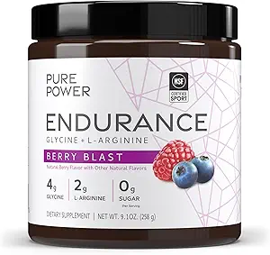 [BRSROHYNBEFBOYLA] Pure Power Endurance Powder, Berry Blast Flavor, 9.1 oz (258 g), 30 Servings, 4 g of Glycine, 2 g of L-Arginine, 0 g of Sugar, Non-GMO, NSF Certified for Sport, Dr. Mercola