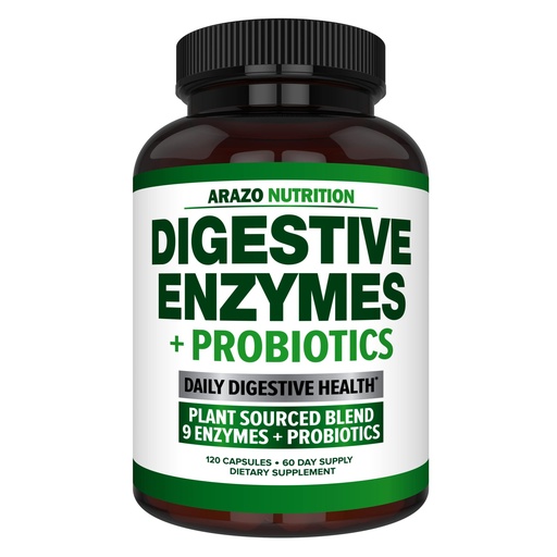 [BRSWKGQLOZ7GAFT4] Digestive Enzymes with Probiotics - Multi Enzyme Nutritional Supplement - Acidophilus Bromelain Papaya Papain Lipase & Lactase - Improve Digestion - 120 Pills - Arazo Nutrition