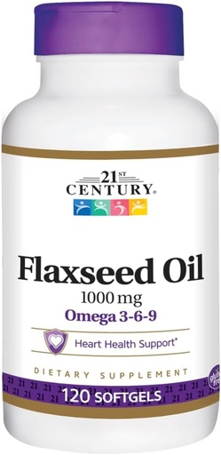 [BRSWKFD6CMGBKHDU] 21. Century Flaxseed Oil 1000mg Softgels 120 Count (3 Pack)