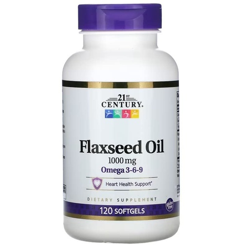 [BRSWKFD6CMGBKHDU] 21st Century Flaxseed Oil 1000mg Softgels 120 Count (3 Pack)