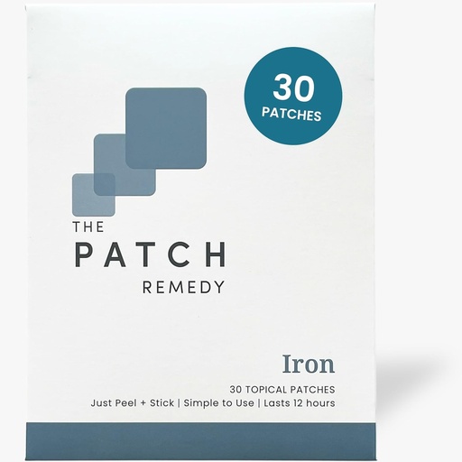 [BRSRABAPB55WG3A7] The Patch Remedy Iron Patch | Iron Bisglycinate, Vitamin C, Vitamin B9 (Methylfolate), Vitamin B12, Beta-Carotene, Astaxanthin | 30 Patches