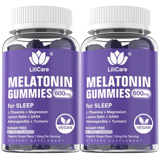 [BRSW2CYBAQBAOAD2] Melatonin 20mg Gummies for Adults (2 Packs) Extra Strength with L-Theanine, Ashwagandha, Magnesium, Turmeric, GABA, Lemon Balm and Chamomile for Supports Healthy Circadian Rhythm, Grape Flavor, 120ct