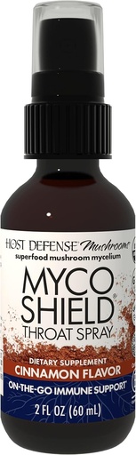 [BRSWKZYBCIGQI3D6] Host Defense MycoShield Throat Spray - Immune Health Support - Dietary Mushroom Supplement with Chaga, Reishi, Turkey Tail & More - On-The-Go Immune Support - Cinnamon Flavor, 2 fl oz (142 Servings)*