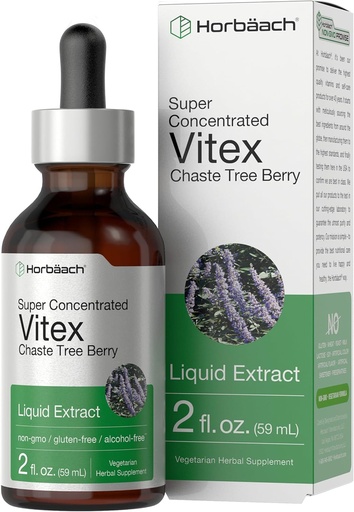 [BRSWGHA2BMARS23P] Horbäach Vitex Berry Chasteberry Extract Tinktuur | 2 fl oz | Super kontsentreeritud vedelik | Alkoholivaba Chaste Tree Berry Supplement | Taimetoitlane, mitte-GMO, Gluteenivaba