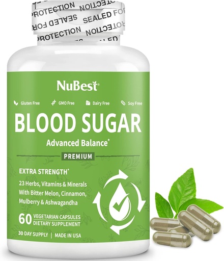 [BRSRMA34BF4BGALV] Blood Sugar - Advanced Formula with Bitter Melon, Ashwagandha, Cinnamon, Chromium, Magnesium, Vitamins, Alpha Lipoic Acid, Cayenne Pepper & More | 60 Capsules