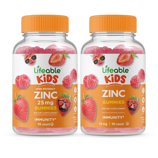 [BRSRMYIYDEPGG2D2] Lifeable Zinc 25mg Kids + Zinc Kids, Gummies Bundle - Great Tasting, Vitamin Supplement, Gluten Free, GMO Free, Chewable Gummy