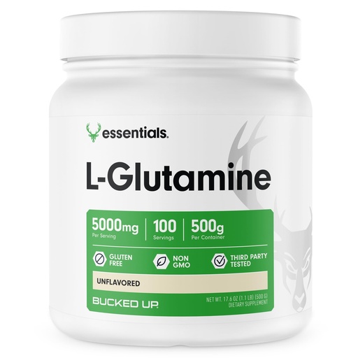 [BRSW2BI5DINRYDTA] Bucked Up L-Glutamine 500g Powder, Gluten-Free, Non-GMO, Unflavored (100 Servings)