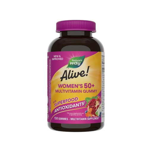 [BRSW2BQYOEAQAD3X] Nature's Way Alive! Women’s 50 Plus Multivitamin Gummy, Daily Chewable Multivitamins with B-Vitamins, Vitamin D3, Calcium, Supports Heart, Brain & Bone Health,* Mixed Berry Flavored, 150 Count