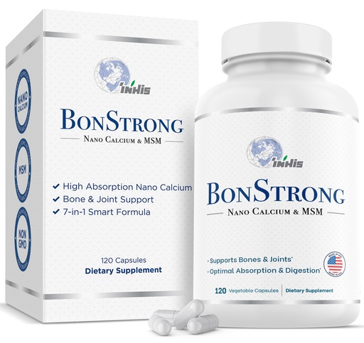 [BRSRMBD7OAGWECLL] Nano Calcium Supplement with MSM – 7-in-1 Bone Support Formula with Vitamin D3, K1, Magnesium & Zinc – Made in USA – 120 Capsules