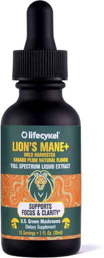 [BRSRAH3YBYFRYGY7] Life Cykel - Lion's Mane Mushroom Extract with Kakadu Plant - Brainfun Nootropic for Memory, Focus & REM Sleep - Non-GMO, Organik Mushroom Tincture - 1 Fl Oz (15 hizmet)