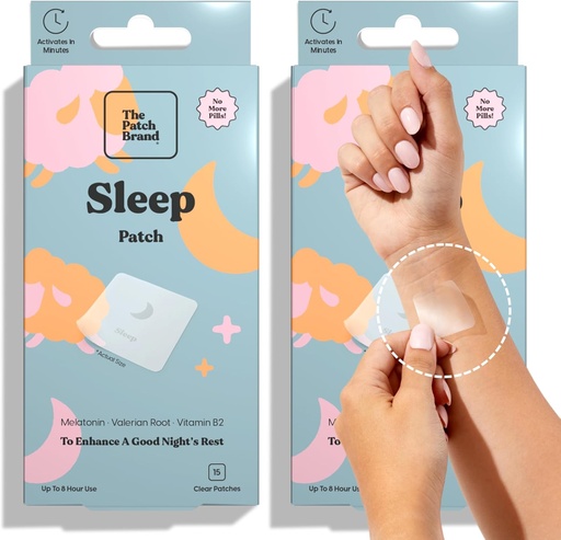 [BRSW2EL3CIJWY2YY] The Patch Brand Sleep Patches | Support Restful Sleep with Melatonin, Valerian Root & B6 | All Natural Vitamins & Mineral Patch Plant Based and Cruelty Free Water Resistant Patches That Last All Night