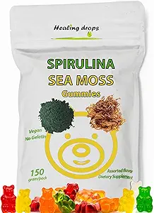 [BRSROAYOCBYBEYLK] Spirulina Gummies Sea Moss Gummies - Superfood Supplement for Overall Wellness - Spirulina Sea Moss Gummy Bears Made with Blue-Green Spirulina Powder & Sea Moss Extract