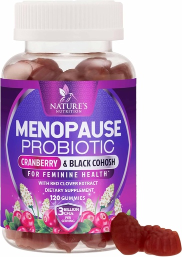 [BRSRAYD6CUPA2H37] Menopause Supplements for Women - 3 Billion CFU Natural Menopause Relief for Mild Hot Flashes & Night Sweats, PH, Vaginal Health Support Probiotics for Women Gummy, Probiotic Supplement - 120 Gummies