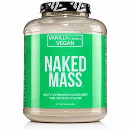 NAKED Vegan Mass - Vanilla Vegan Weight Gainer - 1,230 Calories, NSF Certified, Non-GMO, Soy & Gluten Free, No Artificial Ingredients - 8LB Bulk - 11 Servings