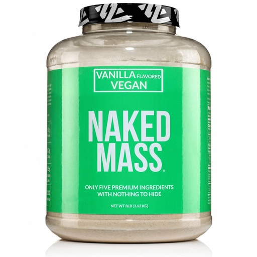 [BRSWYYI7C4PBSCIV] NAKED Vegan Mass - Vanilla Vegan Weight Gainer - 1,230 Calories, NSF Certified, Non-GMO, Soy & Gluten Free, No Artificial Ingredients - 8LB Bulk - 11 Servings
