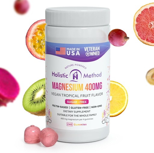 [BRSROCYKBYFRO2AU] Magnesium Citrate Gummies - Sugar-Free, Vegan and Non-GMO for Better Sleep and Relaxation - No Sugar Alcohol - Magnesium Supplement for Adults, Teens and Kids - Tropical Fruit - 240 Chews
