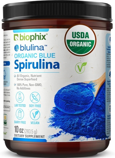 [BRSROEI2DENGO23L] biophix Blue Spirulina Powder Organic Blulina 10 oz - Algae Organic Spirulina Powder 283 Servings - Superfood Supplement - Natural Blue Pigment - Espirulina en Polvo Organica Pura Azul