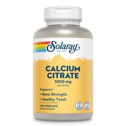 Solaray Calcium Citrate 1000mg - Chelated Calcium Supplement - Supports Bone Strength and Healthy Teeth - Easy to Digest - 60-Day Guarantee, Vegan - 30 Servings, 120 VegCaps