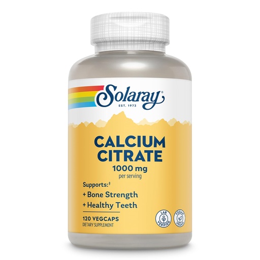 [BRSWIYTYCUOGK2TC] Solaray Calcium Citrate 1000mg - Chelated Calcium Supplement - Supports Bone Strength and Healthy Teeth - Easy to Digest - 60-Day Guarantee, Vegan - 30 Servings, 120 VegCaps