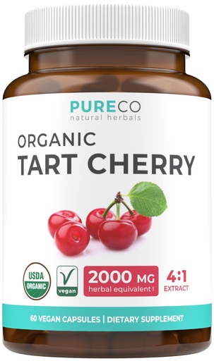 [BRSWYZ3YAEHWMCTA] Organic Tart Cherry Capsules - High Strength Organic Tart Cherry 500mg 4:1 Extract- 1 Capsule Per Serving for Uric Acid Support - Vegan Non-GMO & Made in the USA (2 Months Supply)