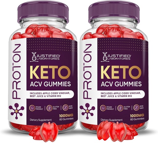 [BRSROBAHBYBA4AAU] Laboratoires justifiés (2 Pack Proton Protein Keto ACV Gummies Advanced Formula 1000MG Proton Boost Formulé avec Pomegranate Beet Juice Powder B12 Vegan Non OGM 120 Gummys