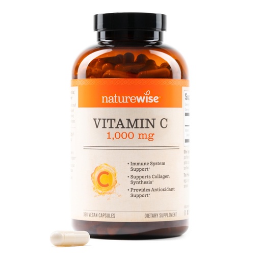 [BRSRAED2CENWACAY] NatureWise Vitamin C 1000mg Capsules - Extra Strength Vegan Vitamin C for Daily Antioxidant & Immune Support - Non-GMO, USA Manufactured - 360 Capsules[360-Day Supply]