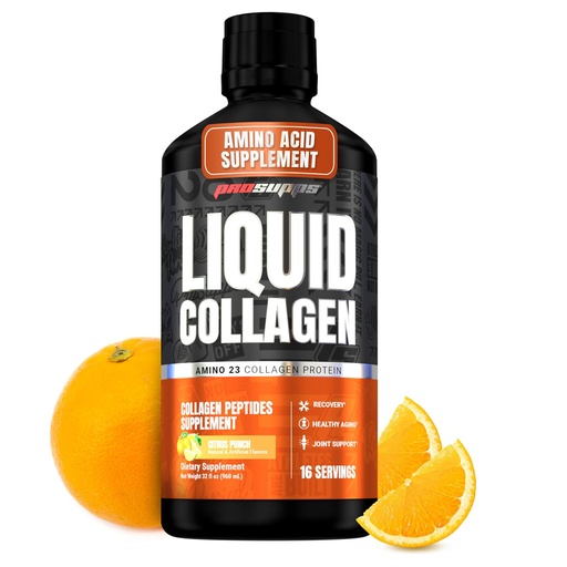[BRSWGYL5CEAQYCQ6] ProSupps Amino23 Liquid Collagen Shots, Citrus Punch - Collagen Peptide Post Workout Supplement Supports Healthy Aging, Joints, Skin & Hair - Gluten-Free & Zero Sugar - 16 Servings