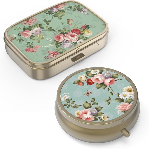 [BRSRMYYNBADWAG3F] Pill Case Pill Box with Mirror Retro Small Pill Case for Purse or Pocket Bronze Pill Box or Vitamins, Fish Oil, Supplements, Pill Containe Travel Gifts（2PCS）