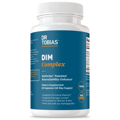 [BRSROEL2O57RMYLK] Dr. Tobias DIM Complex | Hormone Balance for Women & Men | DIM Supplement with BioPerine, Broccoli Extract & Calcium D-Glucarate - Estrogen Detox Balance Complex - Non-GMO Vegan (60 Capsules)