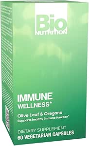 [BRSWIFQYBANAY2TO] Bio Nutrition Immune Wellness Supplement 60 Vegetarian Capsules | Olive Leaf and Oregano | Minerals and Antioxidants for General Health Support | Immune Support