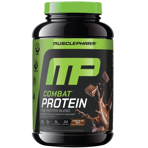 [BRSROGABOIFAADY7] Muscle Pharm Combat Protein Powder, Chocolate Milk Flavor, Fuels Muscles for Productive Workouts, 5 Protein Sources Including Whey Protein Isolate & Egg Albumin, Gluten Free, 2 lb, 24 Servings