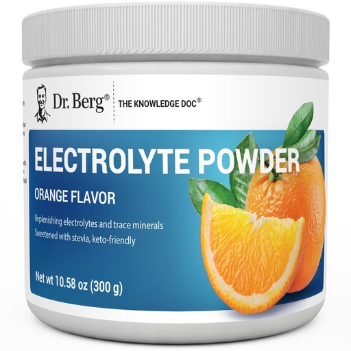[BRSW2AT4BEIRSA3B] Dr. Berg Zero Sugar Hydration Keto Electrolyte Powder - Enhanced w/ 1000 mg of Potassium & Real Pink Himalayan Salt (NOT Table Salt) - Orange Flavor Hydration Drink Mix Supplement - 50 Servings