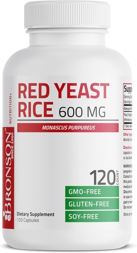 [BRSROA32CMAWY3YV] Bronson Red Yeast Rice 600 MG Monascus Purpureus Herbal Health, Non-GMO, 120 Capsules