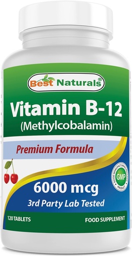 [BRSWIHTROFYGOHIZ] Best Naturals Vitamin B12 6000 mcg 120 Tablets