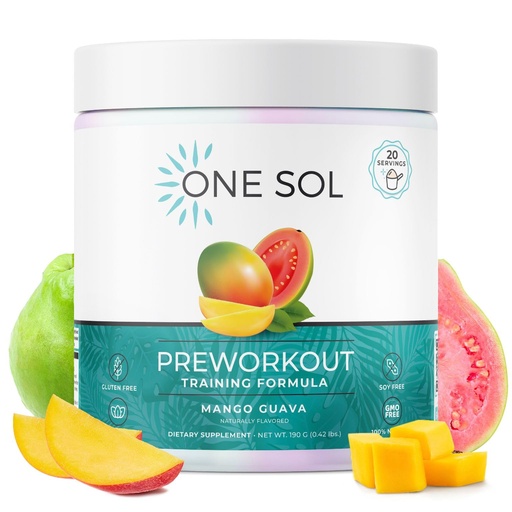 [BRSROADYCEDQAD3J] One Sol Pre-Workout for Women, Enhanced Pump & Focus, No Jitters Or Crash, Natural Ingredients, 100% Vegan, Gluten Free & Soy Free, (Mango Guava)
