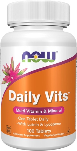[BRSWIYQEDMGGO2A7] NOW Foods Supplements, Daily Vits™, One Tablet Daily with Lutein & Lycopene, 100 Tablets