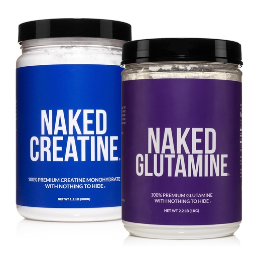[BRSROATRCJYWM3Q6] Naked Pure Micronized Creatine Monohydrate 100 Servings + 200 Servings Pure L-Glutamine Bundle: Vegan, Non-GMO, Gluten Free. Minimize Muscle Breakdown & Improve Protein Synthesis. Nothing Artificial