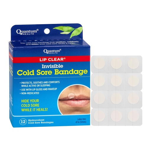 [BRSWIZD2BJ5GK23O] Quantum Health Lip Clear Invisible Cold Sore Patches for Lips Help Soothe Shield & Hide Cold Sores - Helps Prevent Contamination - Fever Blister Bandages for Women & Men - 12 Count
