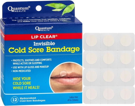 [BRSWIZD2BJ5GK23O] Quantum Health Lip Clear Invisible Cold Sore Patchs for Lips Help Soothe Shield & Hide Cold Sores - 助けは汚染を防ぎます - 女性と男性のためのFever Blister Bandages - 12 カウント