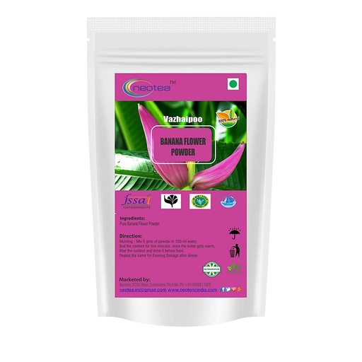 [BRSWGFAPOV4AA2YZ] Neotea Musa Flower Powder | Vazhaipoo Powder | Organic Banana Flower Powder | Rich in Fiber | Gluten-Free, Vegan Superfood | Ideal for Smoothies, Baking, & Cooking | 100% Natural, Non-GMO 300 GM