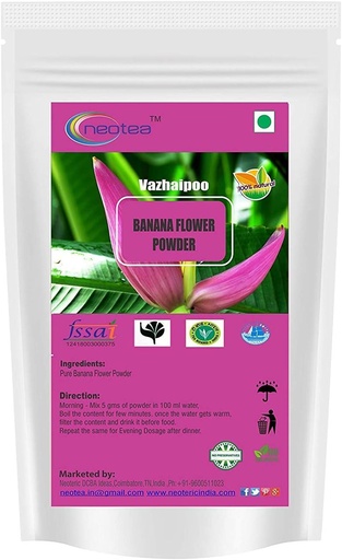 [BRSWGFAPOV4AA2YZ] Neotea Musa Flower Powder | Vazhaipoo Powder | Organic Banana Flower Powder | Rich in Fiber | Gluten-Free, Vegan Superfood | Ideal for Smoothies, Baking, & Cooking | 100% Natural, Non-GMO 300 GM