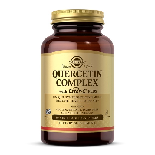 [BRSWIZYIDIGWYDT6] Solgar Quercetin Complex with Ester-C Plus - 50 Vegetable Capsules - Immune Health Support - Gentle on The Stomach Vitamin C - Non-GMO, Vegan, Gluten Free, Kosher - 25 Servings